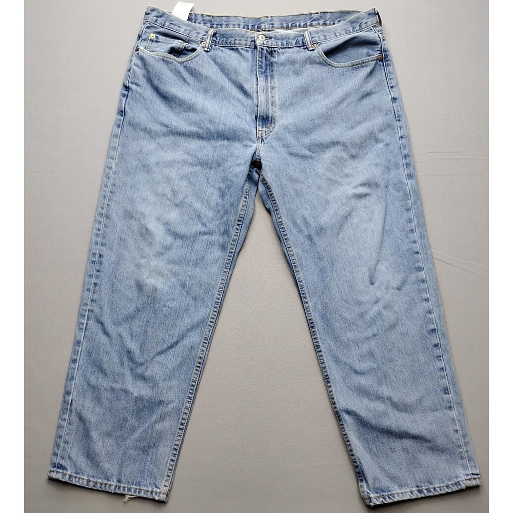 Levis 550 Relaxed Fit Light Wash Blue Denim Jeans Mens 44x30